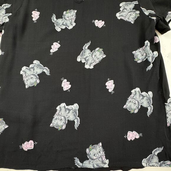 Iron Fist Vintage Inspired Cat Heart Print Peter Pan Collar Blouse Women's SZ M - Picture 6 of 6